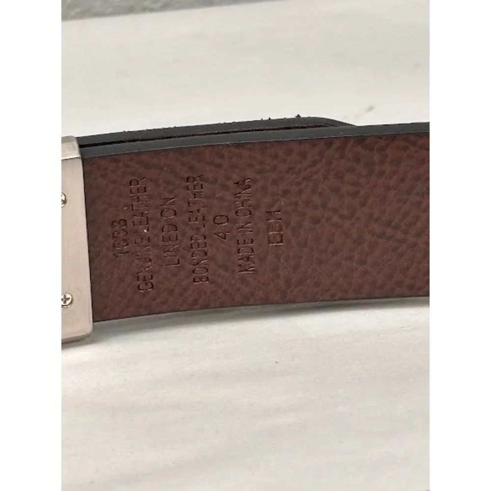 Mens Reversible Leather Belt Black Brown Silver Swivel Buckle Size 40 1633